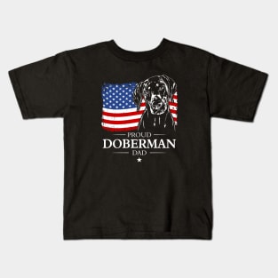 Proud Doberman Dad American Flag patriotic dog Kids T-Shirt